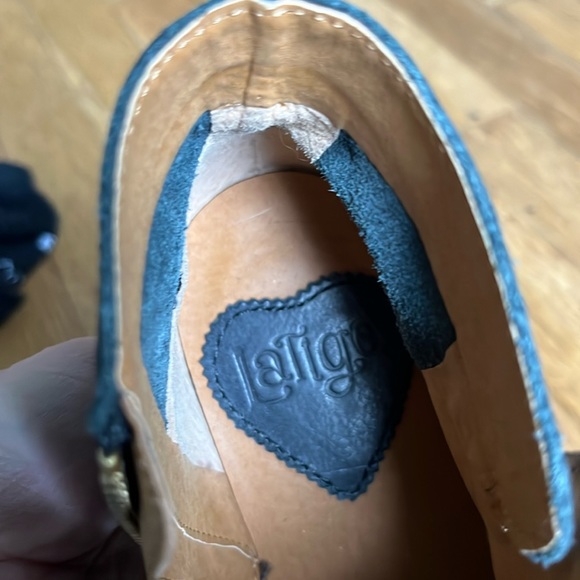 Anthropologie Latigo Ankle Boots Black Leather Brass Buckles 7 - Picture 6 of 8